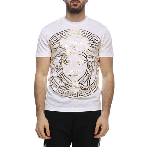 versace t shirts cheap gold blue whitr|versace collection men shirt white.